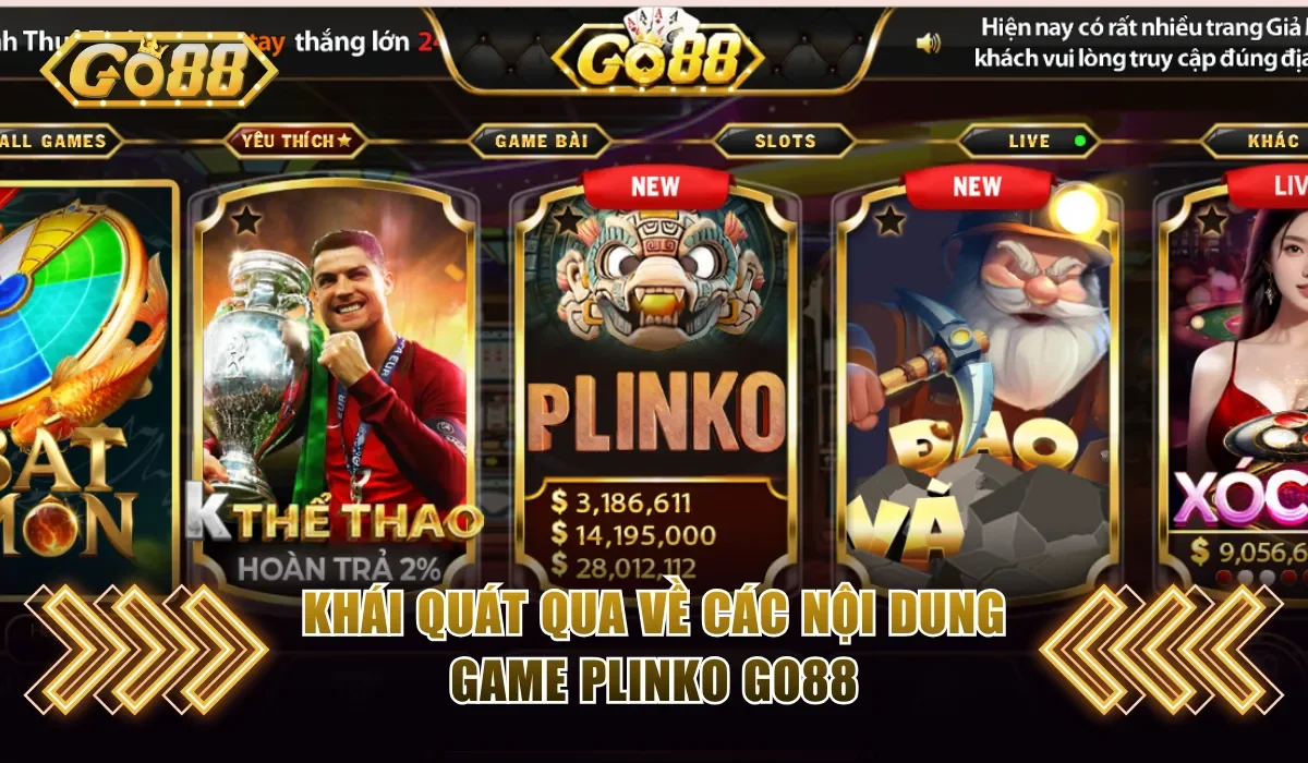Plinko Go88 - Chinh Phục Hũ Khủng Rinh Về Tay Tiền Tỷ 2 Khái quát qua về các nội dung game Plinko Go88