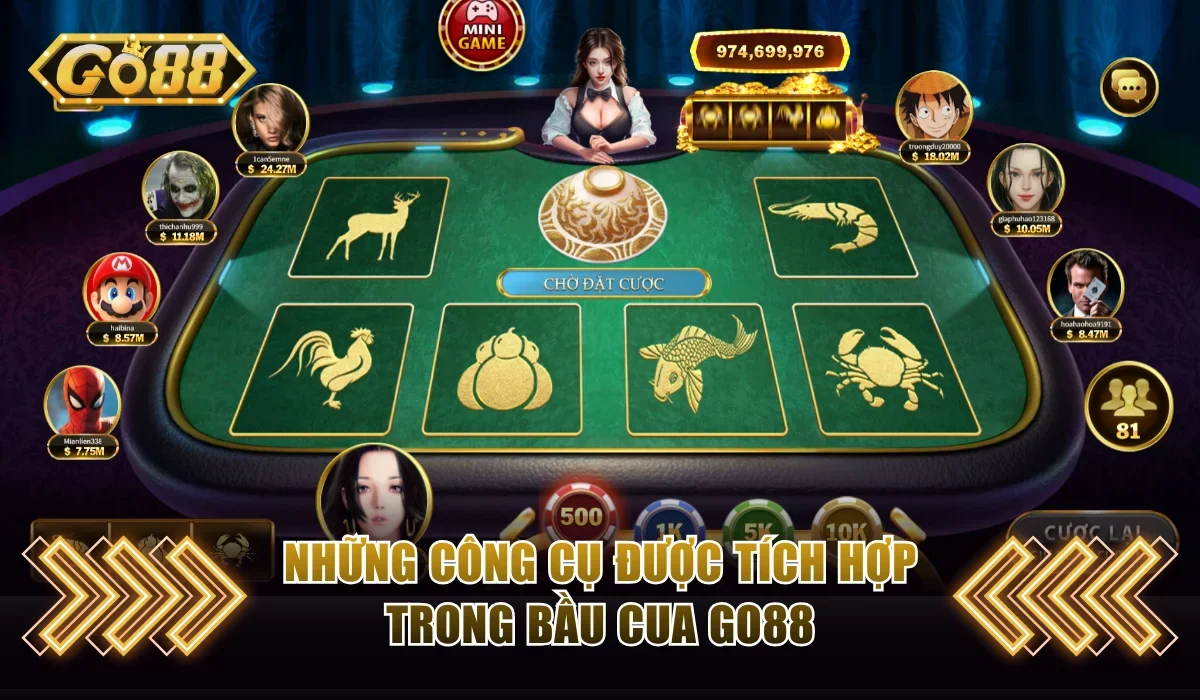 Bầu Cua Go88 - Game Dân Gian Với Cơ Chế Thưởng Hấp Dẫn 3 Những công cụ được tích hợp trong bầu cua Go88