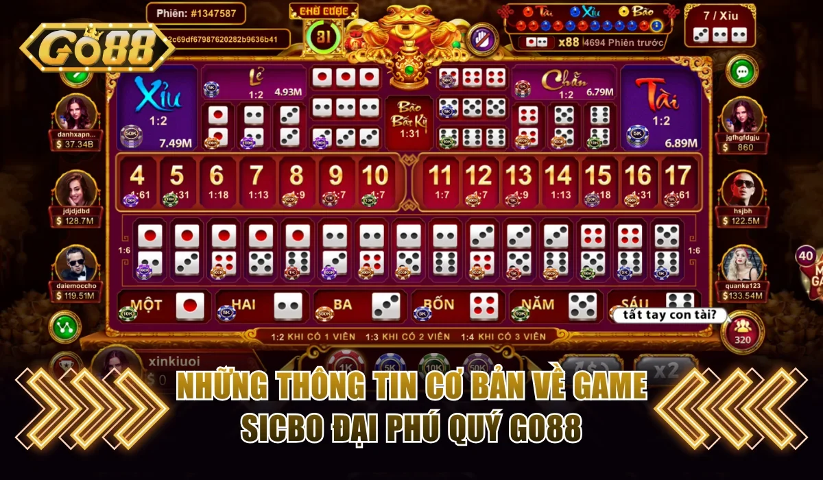 Sicbo Đại Phú Quý Go88 Trải Nghiệm Xúc Xắc Đổi Thưởng Hot 2 Những thông tin cơ bản về game Sicbo Đại Phú Quý Go88